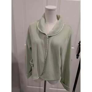 Anne Lewin New York Textured Knit Jacket Cardigan Women's M Sage Green
